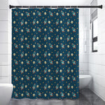 Doodle Rocket Pattern Print Shower Curtain