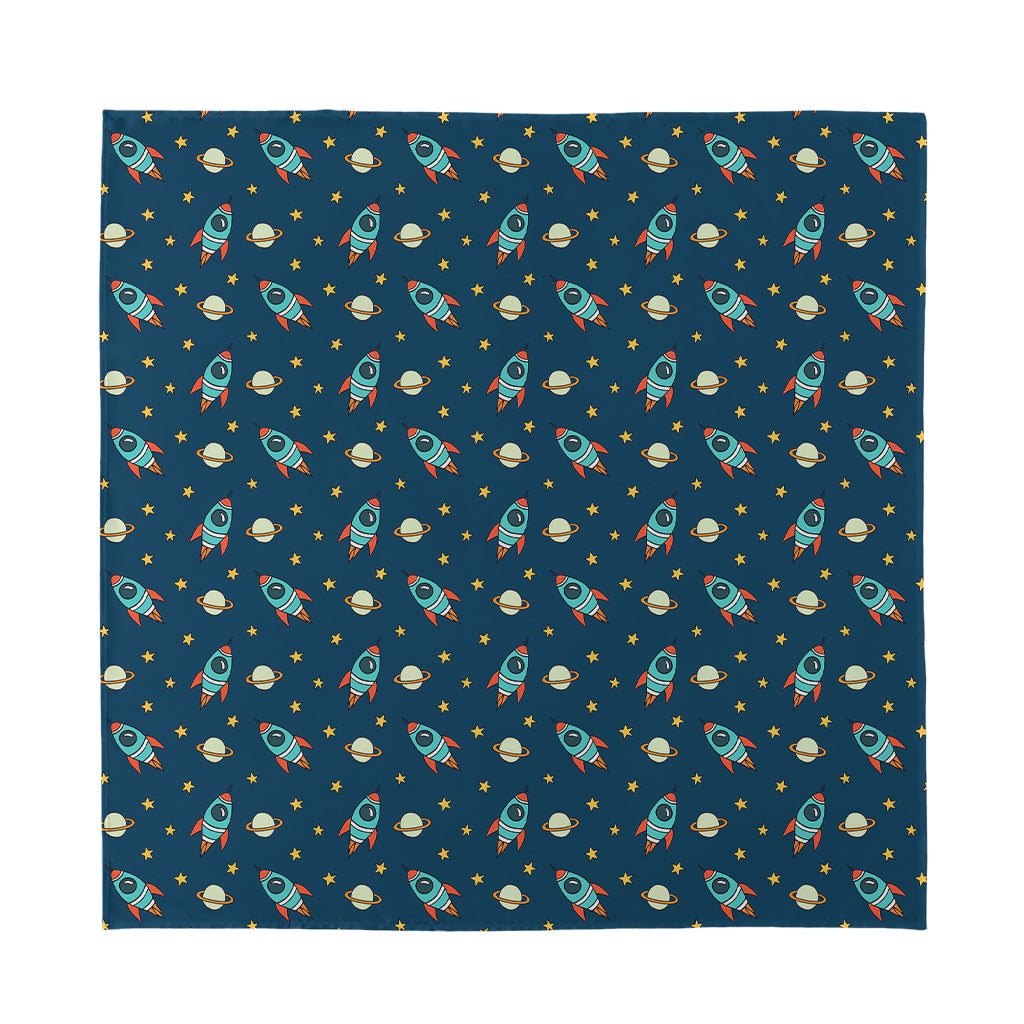 Doodle Rocket Pattern Print Silk Bandana