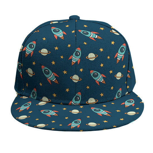 Doodle Rocket Pattern Print Snapback Cap