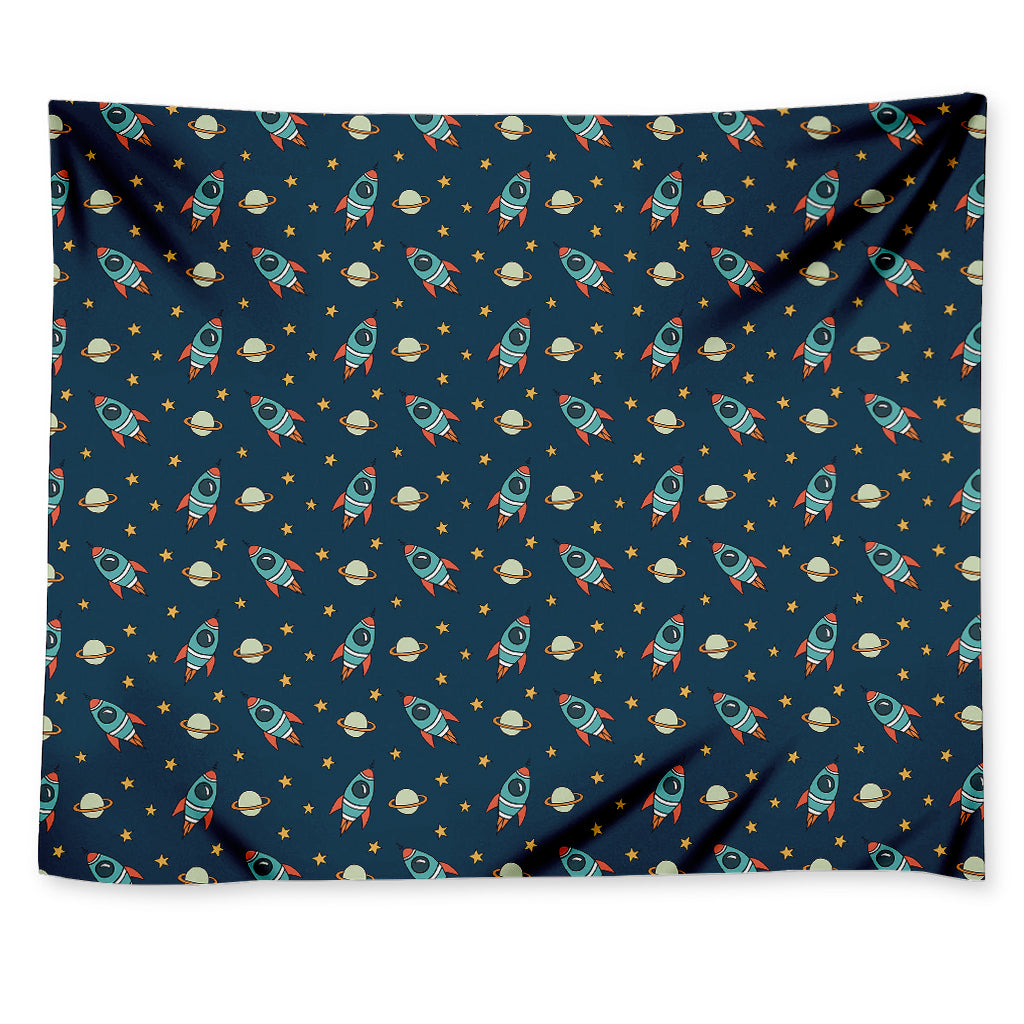 Doodle Rocket Pattern Print Tapestry
