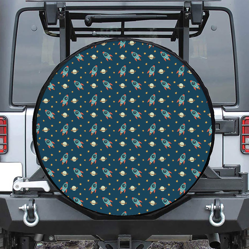 Doodle Rocket Pattern Print Tire Cover