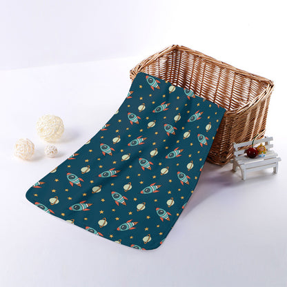 Doodle Rocket Pattern Print Towel