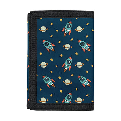 Doodle Rocket Pattern Print Trifold Wallet