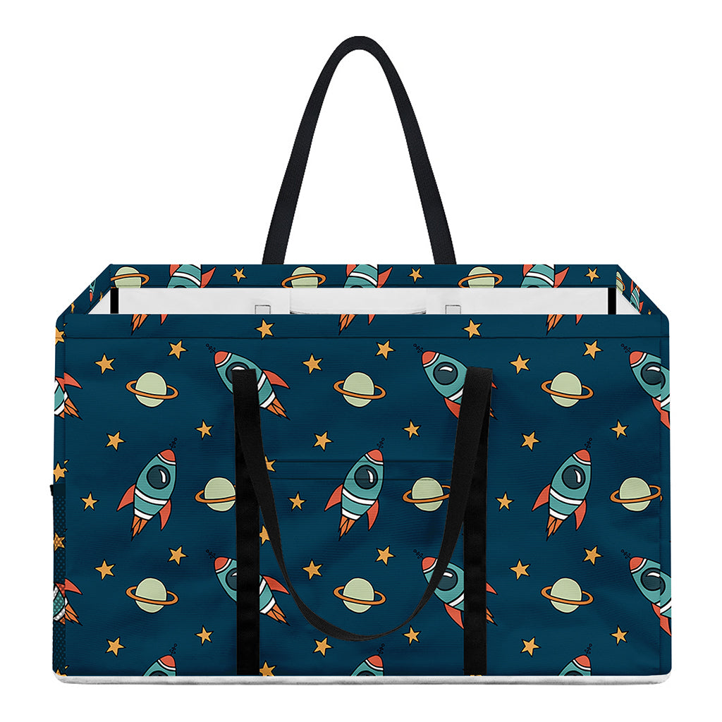 Doodle Rocket Pattern Print Utility Tote Bag