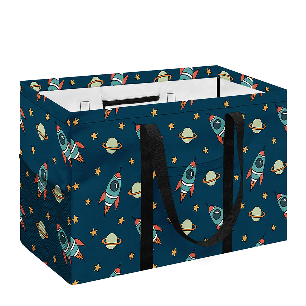 Doodle Rocket Pattern Print Utility Tote Bag