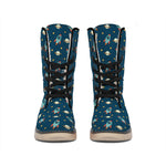 Doodle Rocket Pattern Print Winter Boots