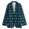 Doodle Rocket Pattern Print Women's Cotton Blazer