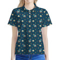 Doodle Rocket Pattern Print Women's Polo Shirt
