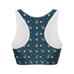 Doodle Rocket Pattern Print Women's Sports Bra