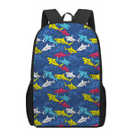 Doodle Shark Pattern Print 17 Inch Backpack