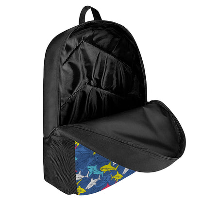 Doodle Shark Pattern Print 17 Inch Backpack