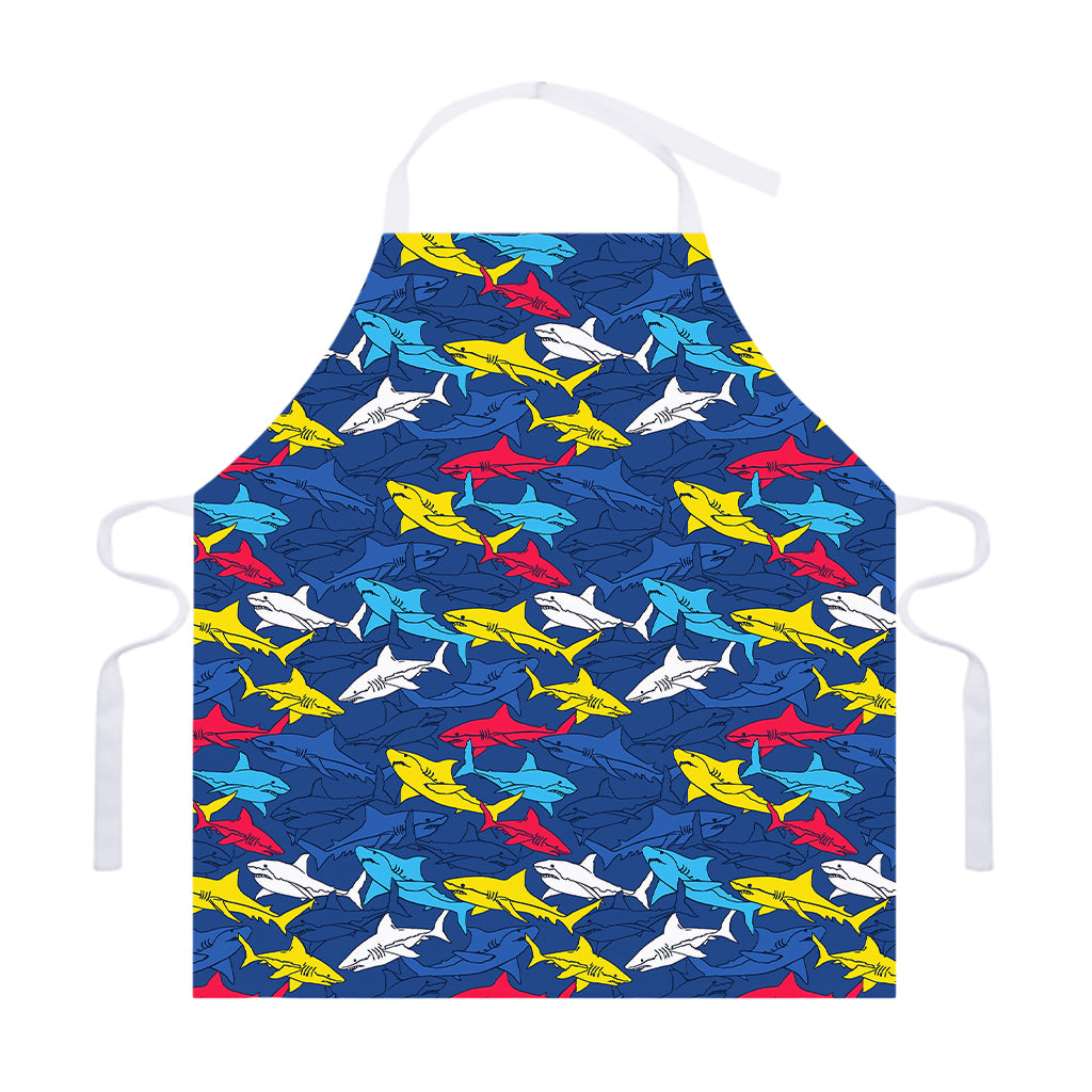Doodle Shark Pattern Print Adjustable Apron