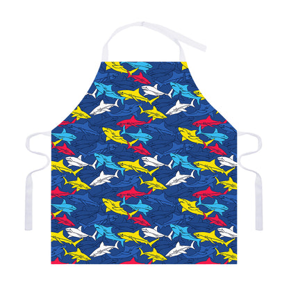 Doodle Shark Pattern Print Adjustable Apron
