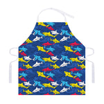Doodle Shark Pattern Print Adjustable Apron