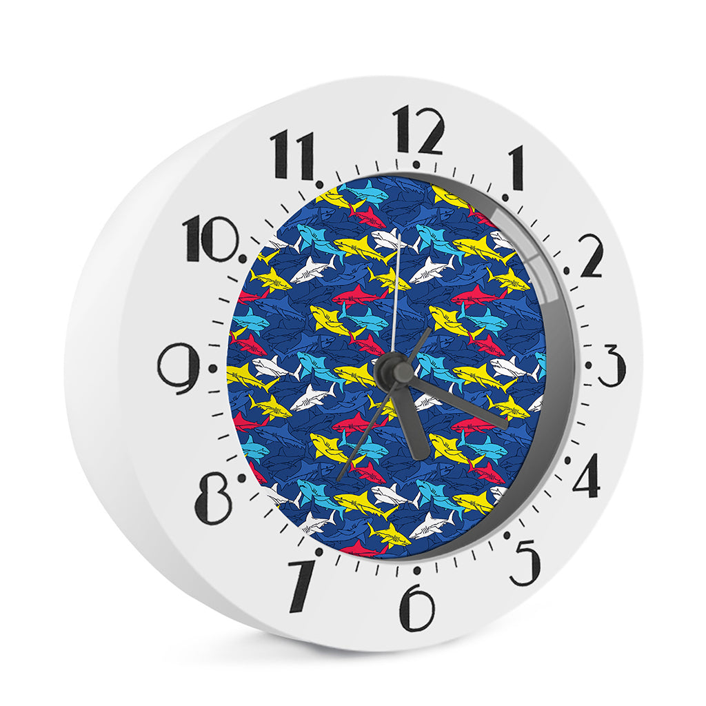 Doodle Shark Pattern Print Alarm Clock