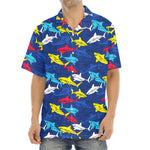 Doodle Shark Pattern Print Aloha Shirt