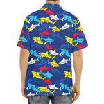 Doodle Shark Pattern Print Aloha Shirt