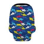 Doodle Shark Pattern Print Baby Seat Cover