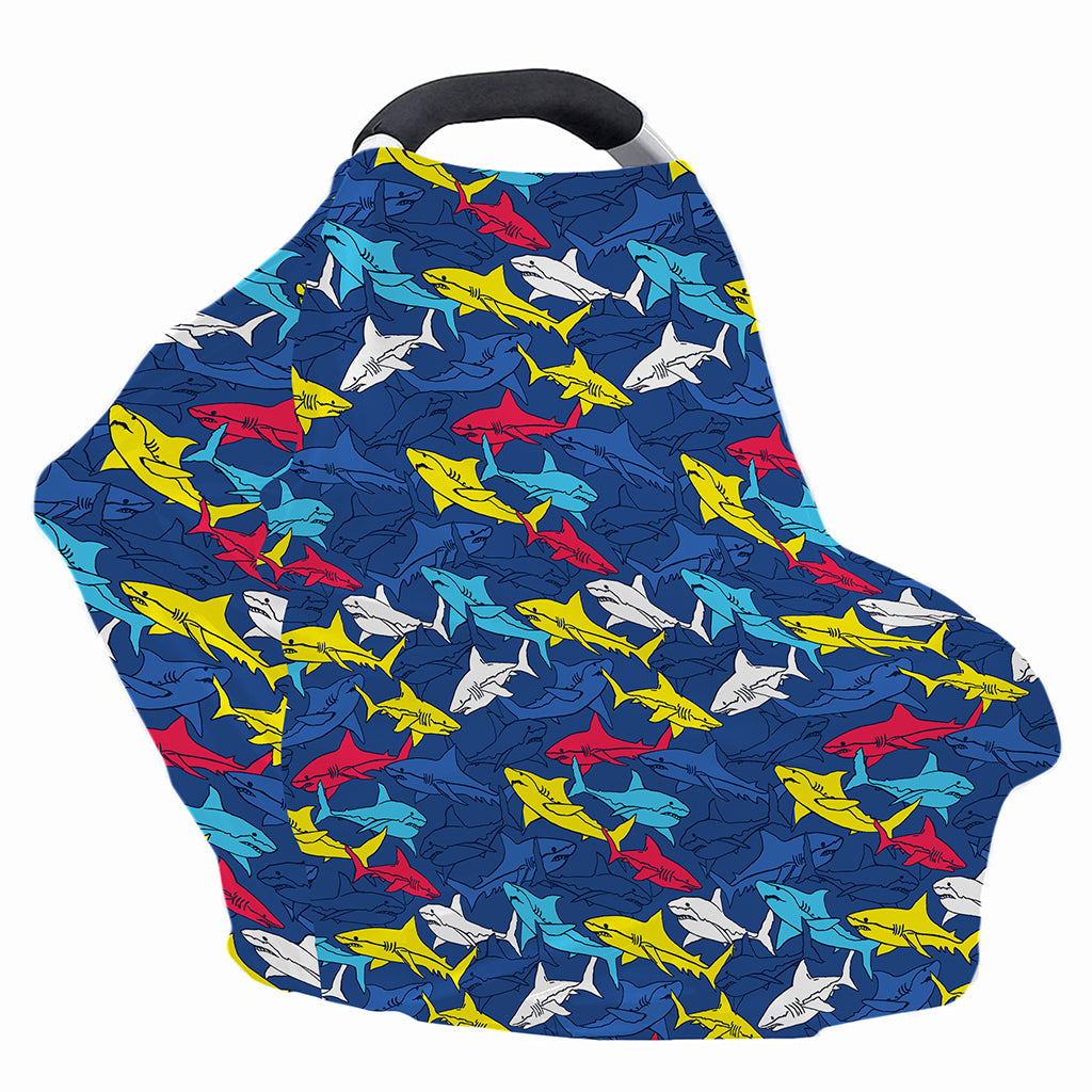 Doodle Shark Pattern Print Baby Seat Cover