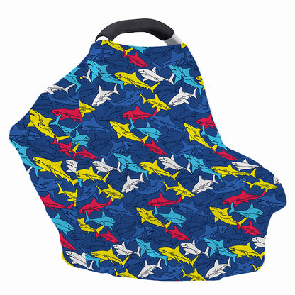 Doodle Shark Pattern Print Baby Seat Cover