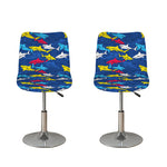 Doodle Shark Pattern Print Bar Stool Covers