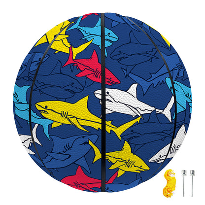 Doodle Shark Pattern Print Basketball