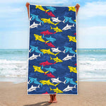 Doodle Shark Pattern Print Beach Towel