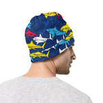 Doodle Shark Pattern Print Beanie