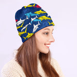 Doodle Shark Pattern Print Beanie
