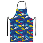 Doodle Shark Pattern Print Bib Apron With Pocket