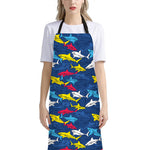 Doodle Shark Pattern Print Bib Apron With Pocket