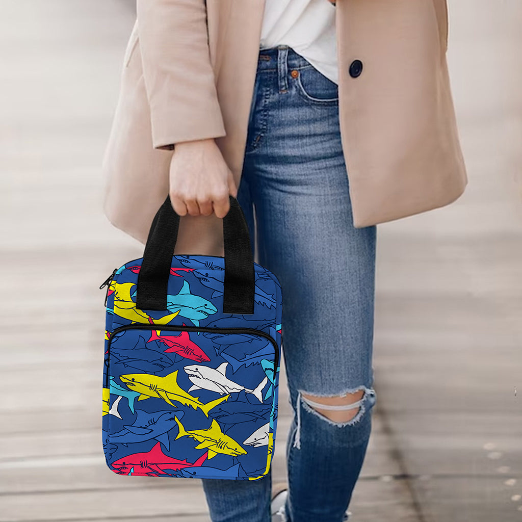 Doodle Shark Pattern Print Bible Tote Bag