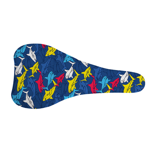 Doodle Shark Pattern Print Bicycle Seat Cover