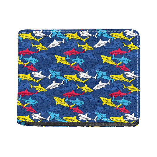 Doodle Shark Pattern Print Bifold Wallet