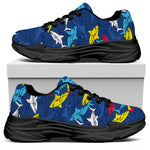 Doodle Shark Pattern Print Black Chunky Shoes