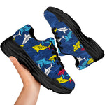 Doodle Shark Pattern Print Black Chunky Shoes