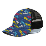 Doodle Shark Pattern Print Black Mesh Trucker Cap