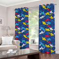 Doodle Shark Pattern Print Dimout Grommet Curtains