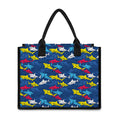 Doodle Shark Pattern Print Canvas Tote Bag