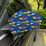Doodle Shark Pattern Print Car Side Mirror Covers