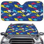 Doodle Shark Pattern Print Car Windshield Sun Shade