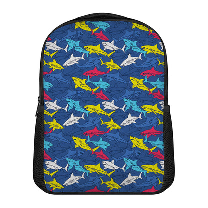 Doodle Shark Pattern Print Casual Backpack