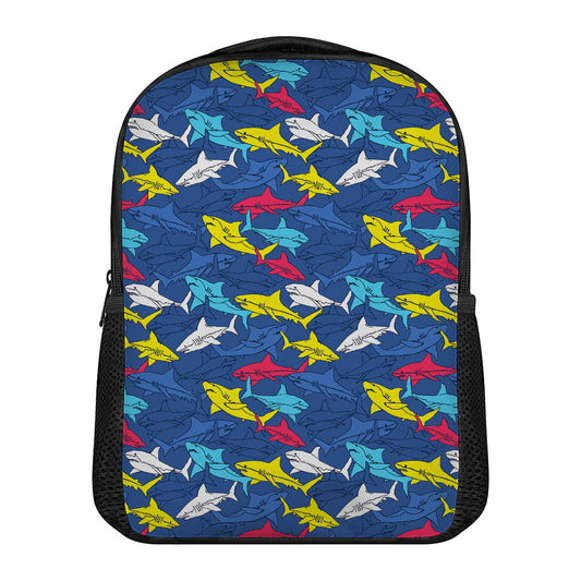 Doodle Shark Pattern Print Casual Backpack