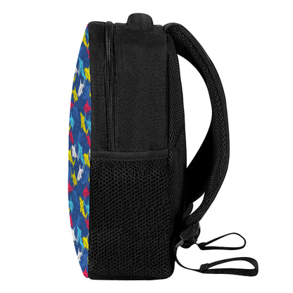 Doodle Shark Pattern Print Casual Backpack