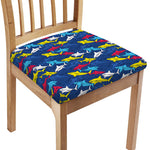 Doodle Shark Pattern Print Chair Cushion Cover