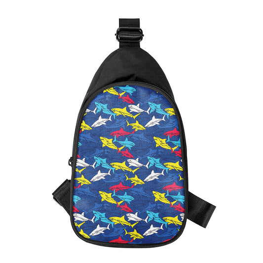 Doodle Shark Pattern Print Chest Bag