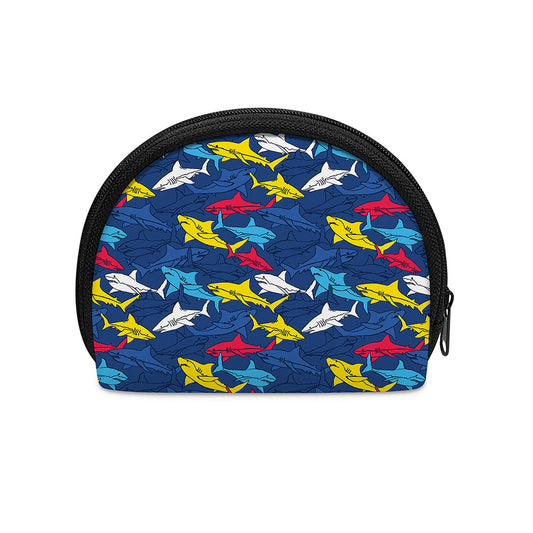 Doodle Shark Pattern Print Coin Purse