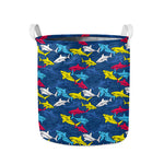 Doodle Shark Pattern Print Collapsible Laundry Basket