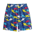 Doodle Shark Pattern Print Cotton Shorts