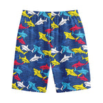 Doodle Shark Pattern Print Cotton Shorts